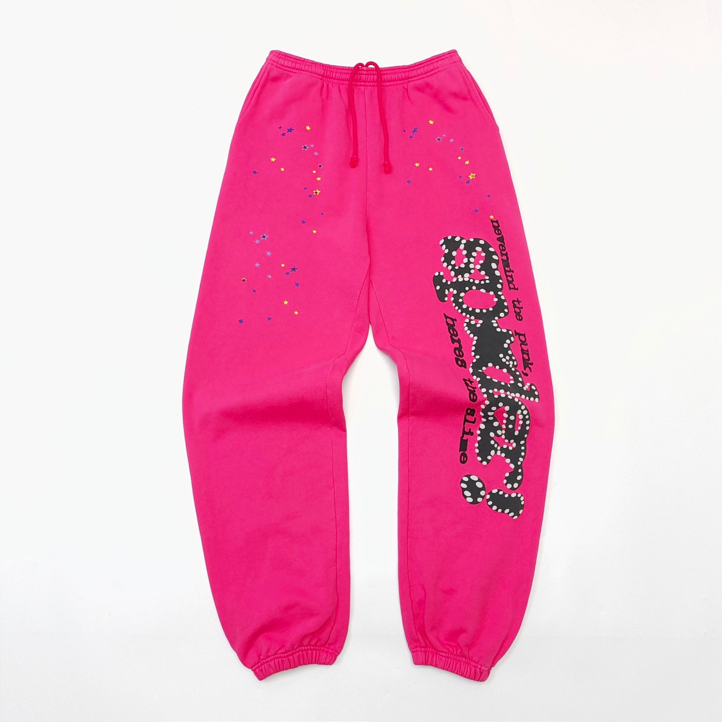 1:1 Best Quality Side Black Letters Pants Pink