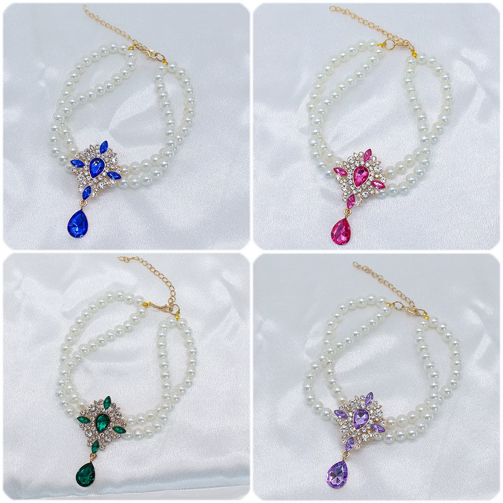 Pawsh Royal Double Pearl Crystal Pet Choker, Viral Bling Princess Collar for Dogs & Cats - MAISONKAIRON
