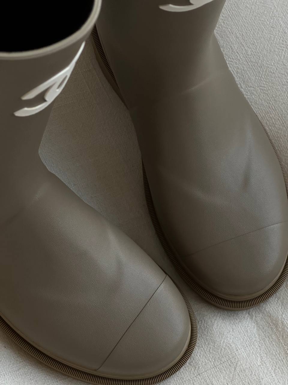 Chanel Mocha Brown CC Logo Block Heel Tall Waterproof Rain Boots