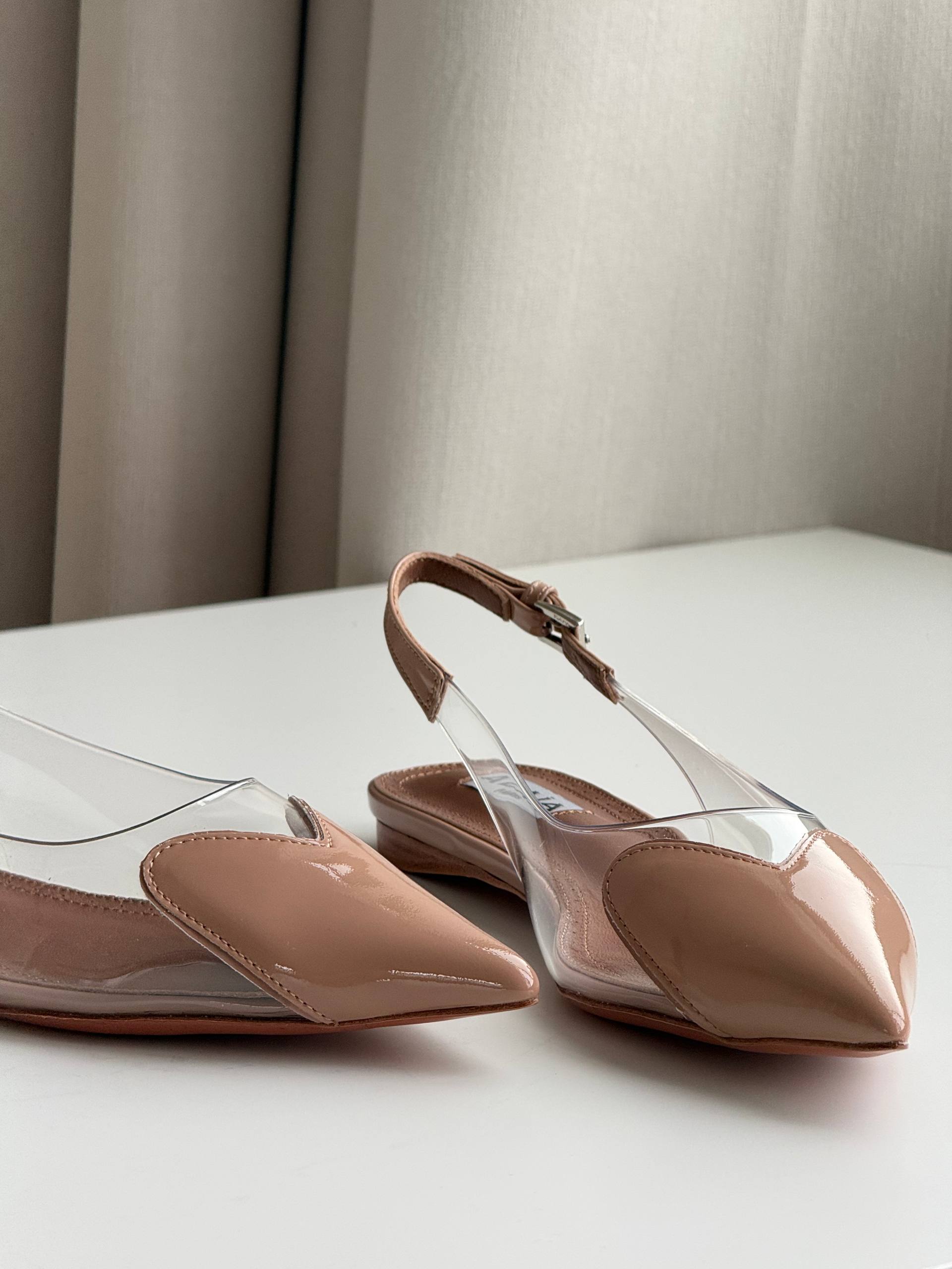 ALAÏA Heart Patent Leather PVC Slingback Flats
