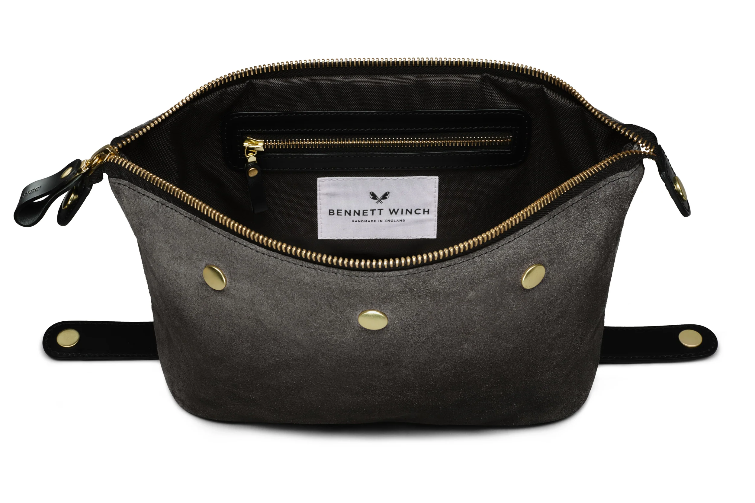 Suede Wash Bag / Dopp Kit - Storm Grey