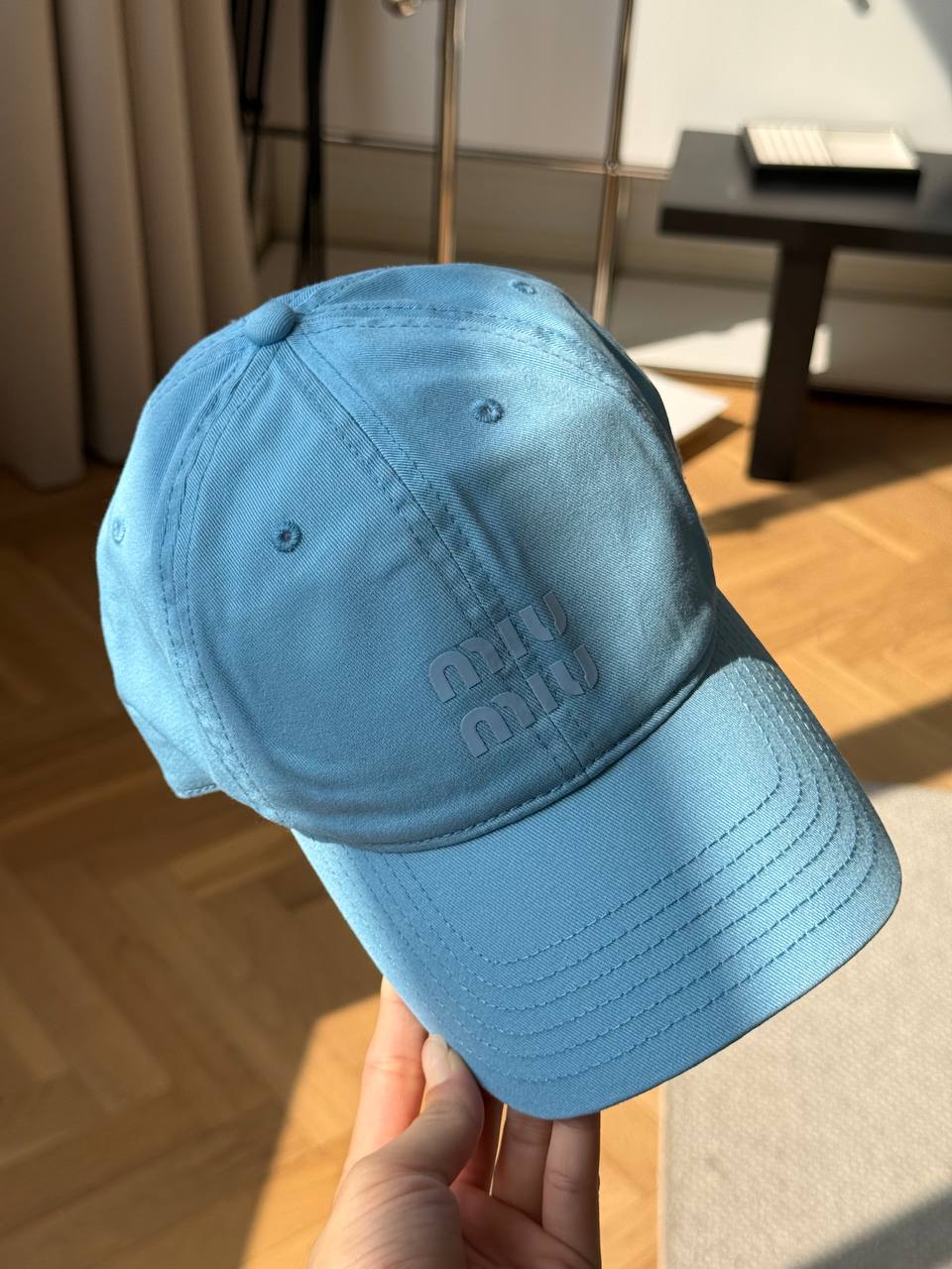 Miu Miu Cotton Baseball Cap with Logo Embossed