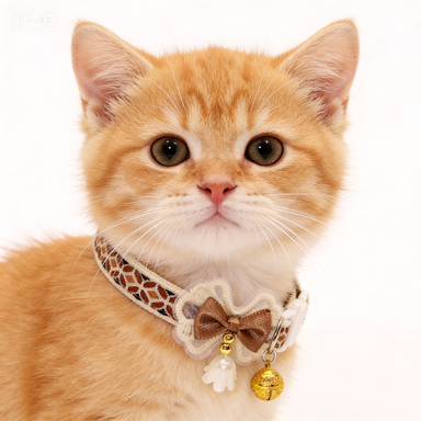 Aesthetic Cottagecore Cat Lace Flowe Viral Cute Breakaway Kitten Collar with Bell & Bow - MAISONKAIRON