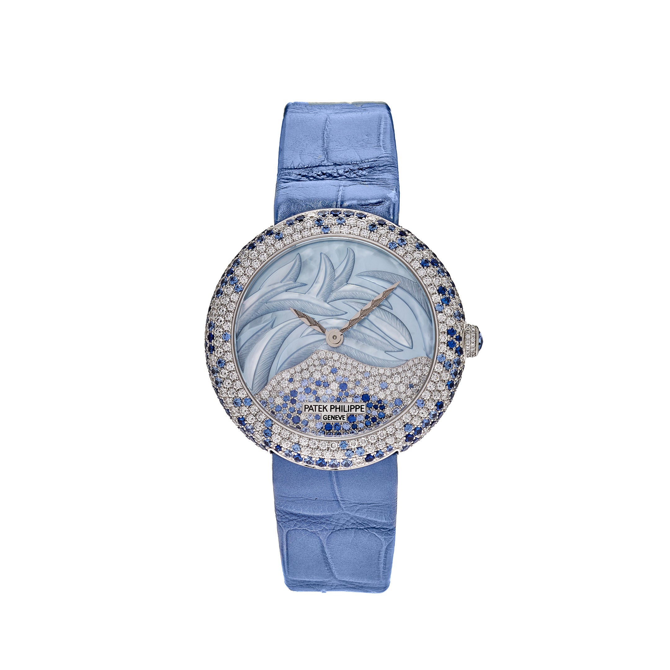 Patek Philippe Calatrava White Gold Mother of Pearl Diamonds and Blue Sapphires 4899/901G-001【1:1 Replica】