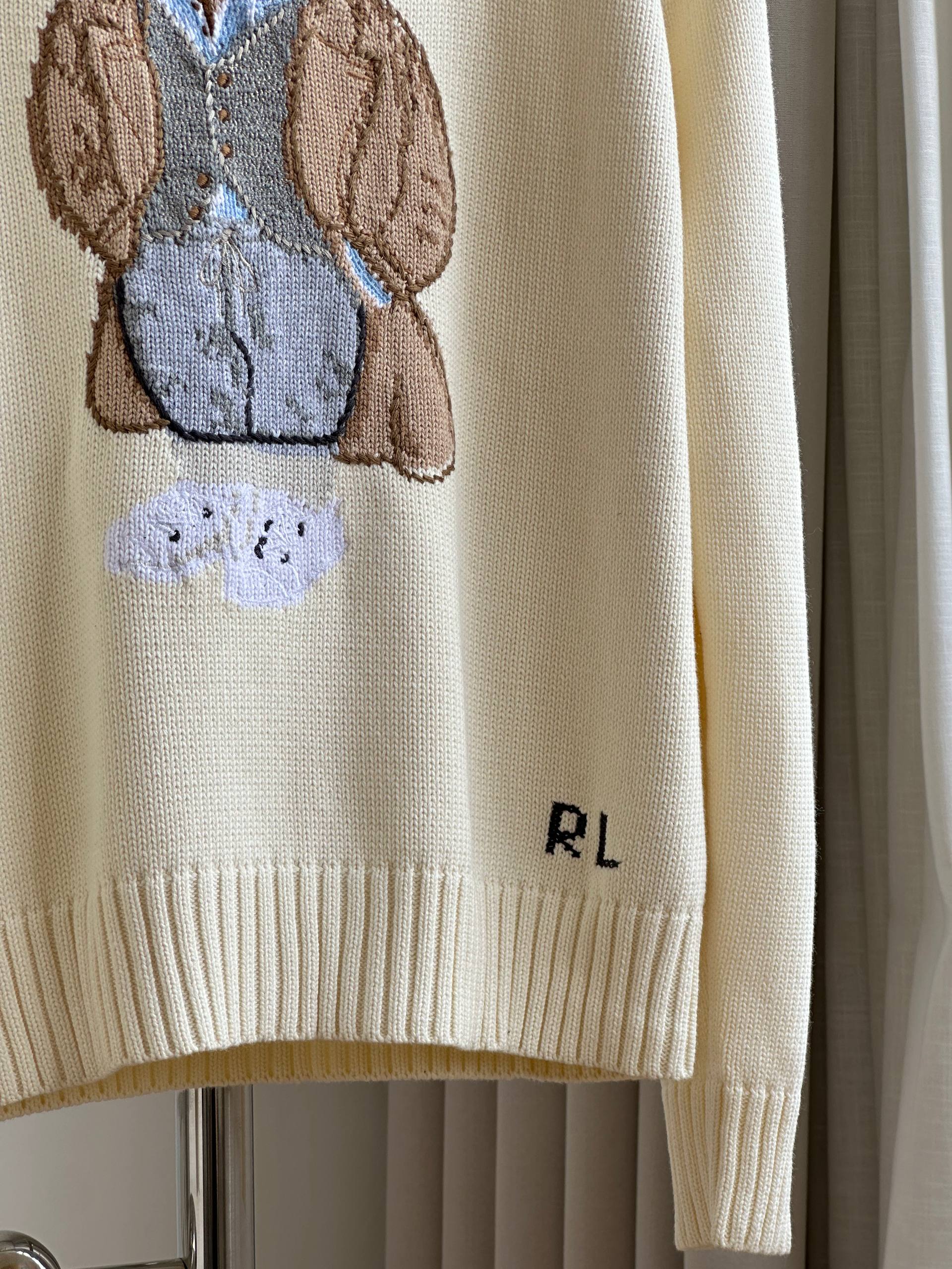 Ralph Lauren Cream White Polo Bear Sweater