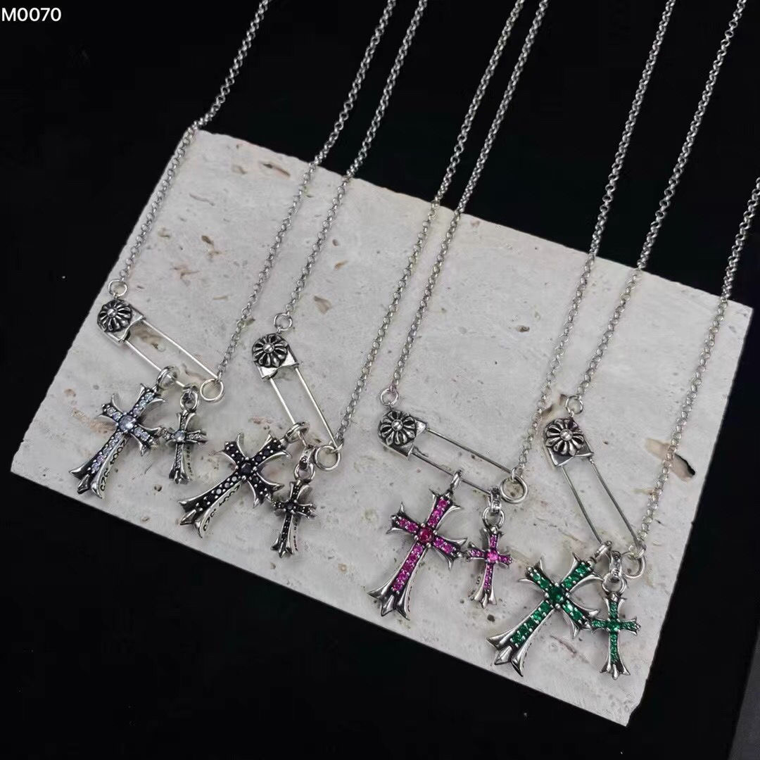 explosive pin double cross necklace