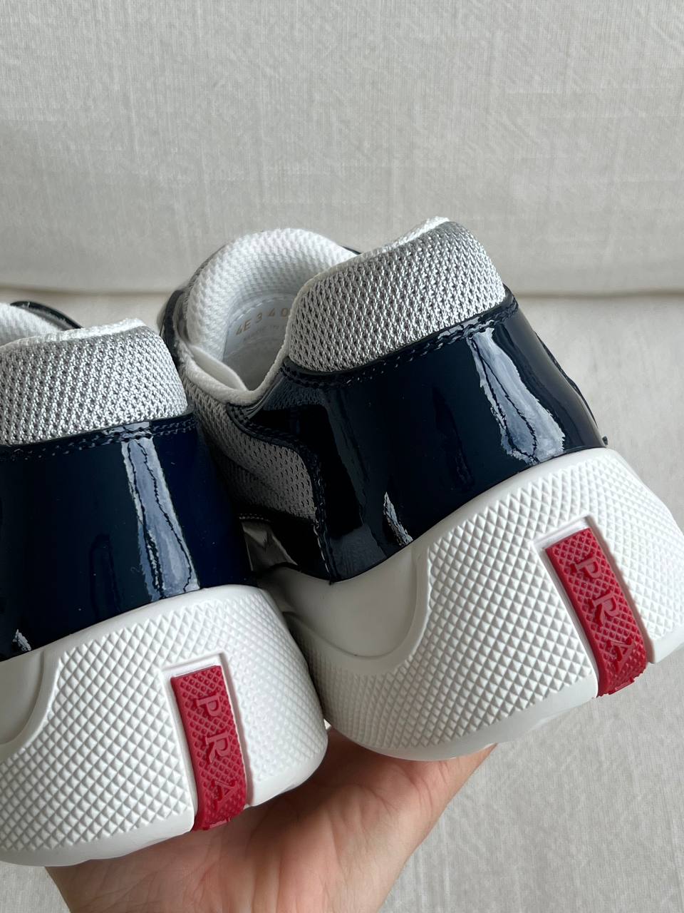 Prada Patent Leather Mesh Panel Chunky Sole Casual Sneakers