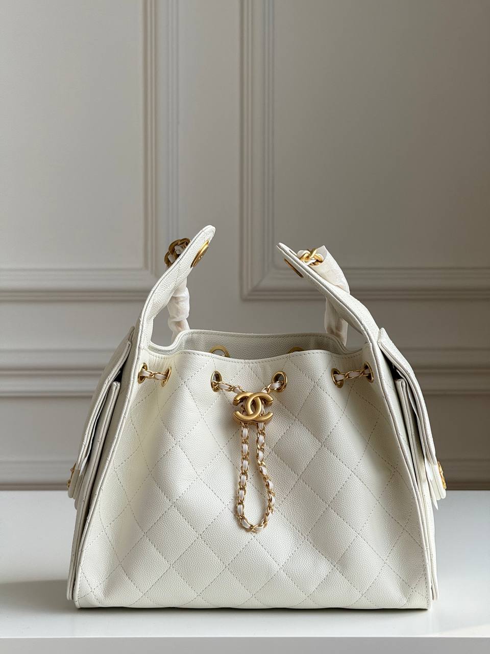 Chanel 25 Caviar Quilted Drawstring Bucket Bag