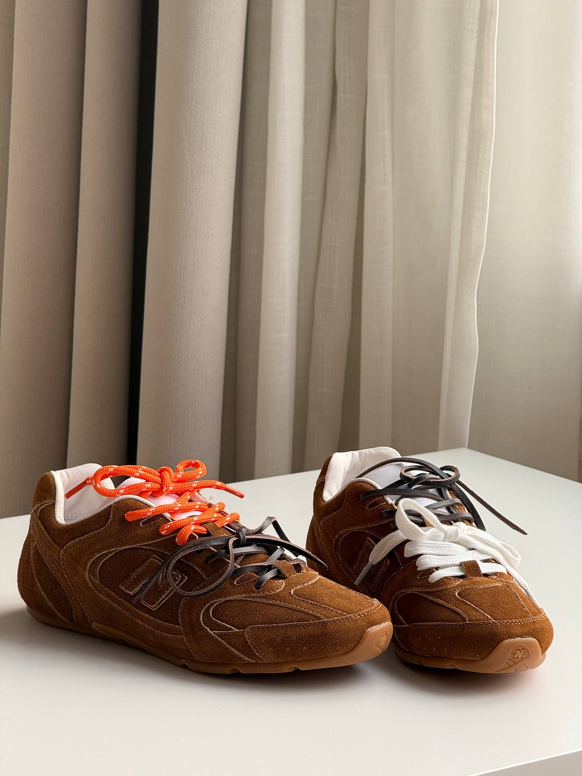 Miu Miu Maillard Tone Double-Lace German Army Trainer Sneakers