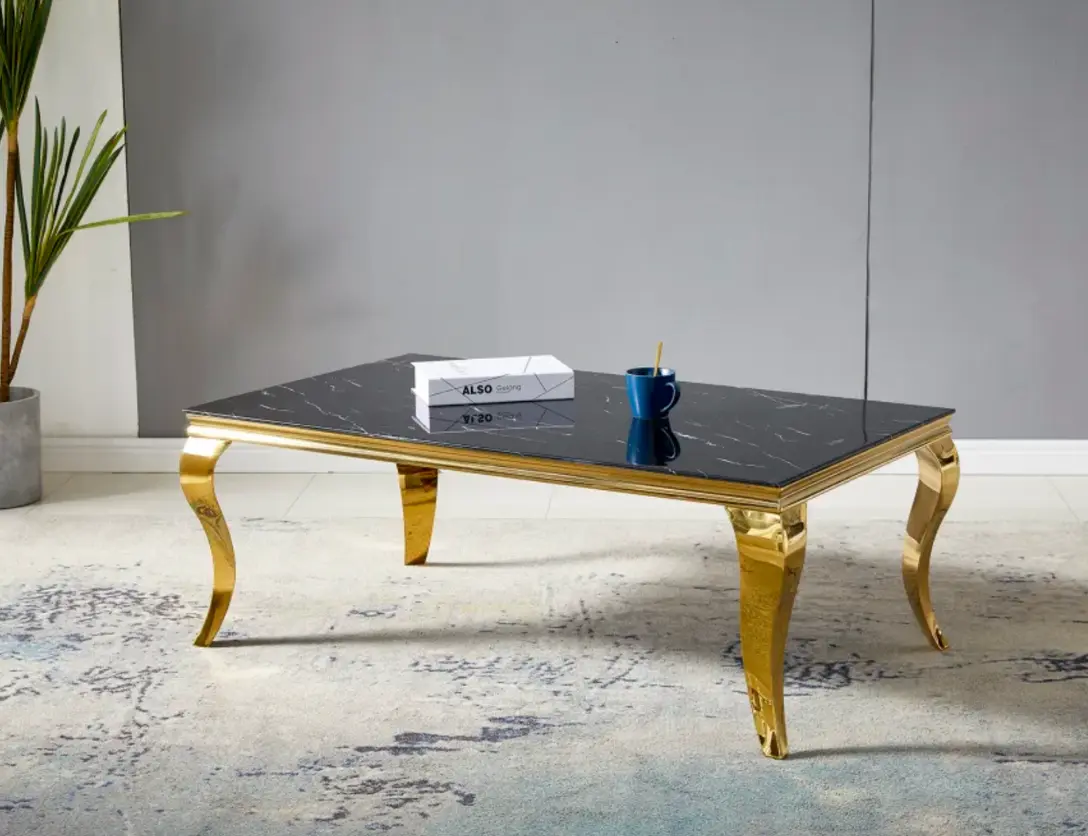 Table Basse de Salon en Effet Marbre BAROQUE - 120 x 70cm