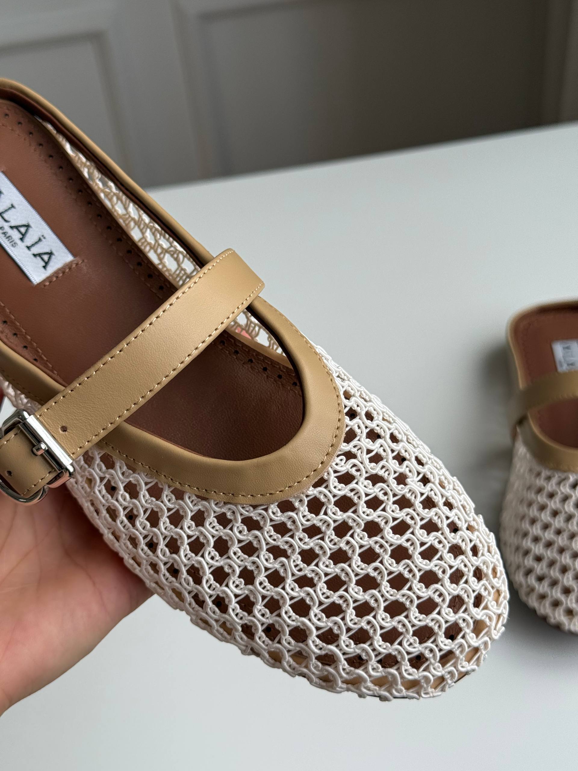 Crochet Mary Jane Flat Mule Sandals