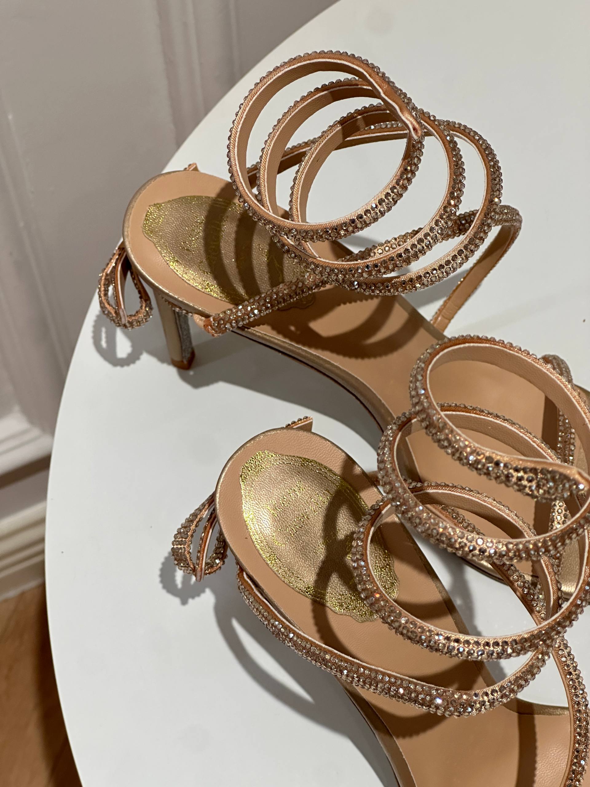 René Caovilla Cleo Crystal-Embellished Satin Sandals