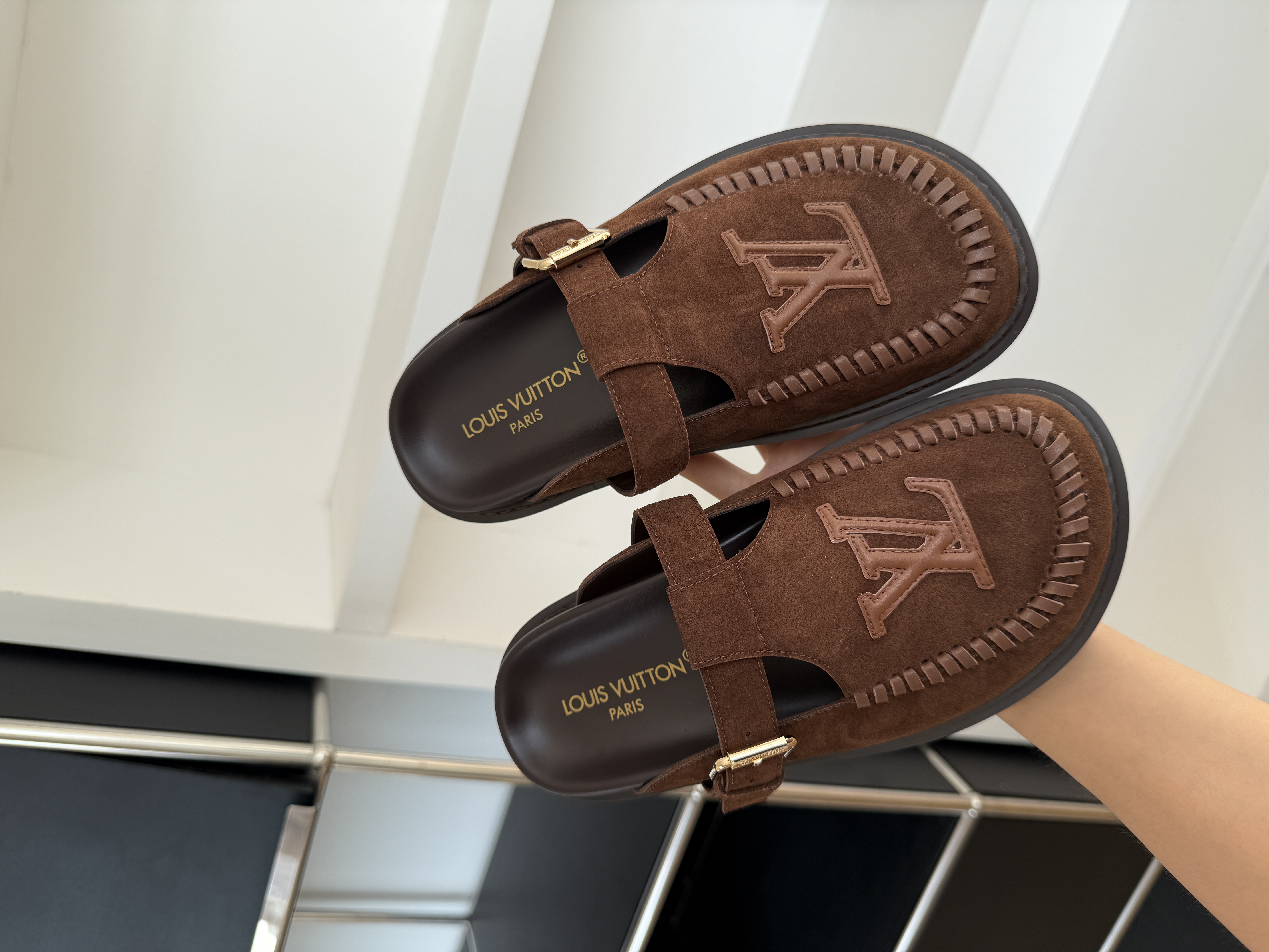 Louis Vuitton Brown Suede Mules