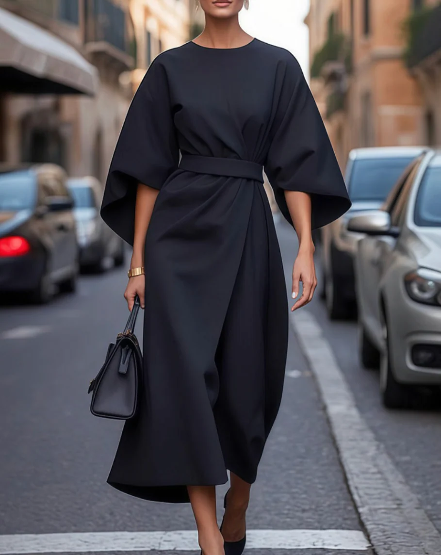 Valentina | Robe Maxi Élégante à Manches Volumineuses