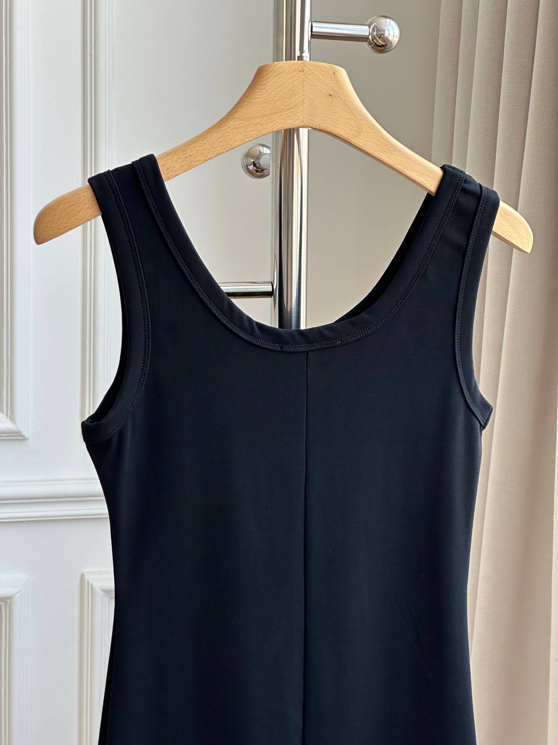 Prada Triangle Logo U-Neck Sleeveless Bodycon Knit Midi Dress