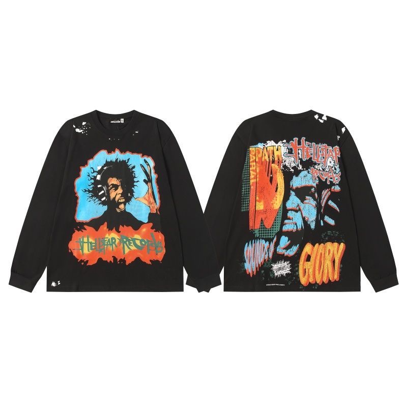 Hellstar European and American Hip Hop Retro Base Shirt Men's Long Sleeve T-shirt