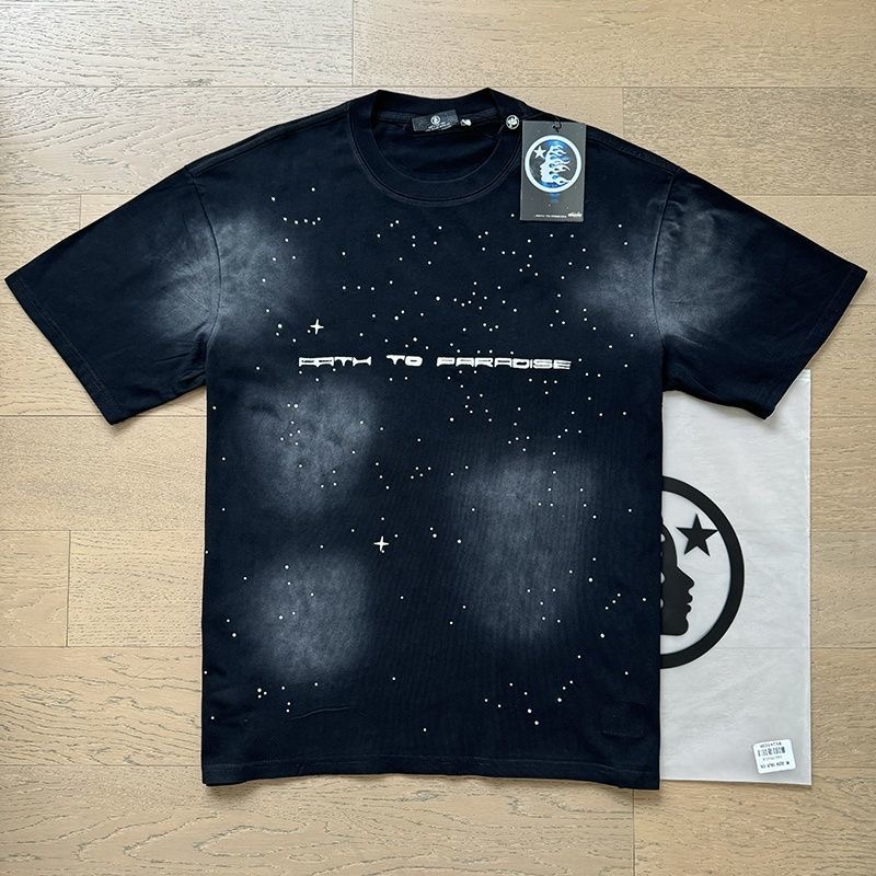 HellStar Letter Side Face Printed Rhinestone Short Sleeve T-shirt