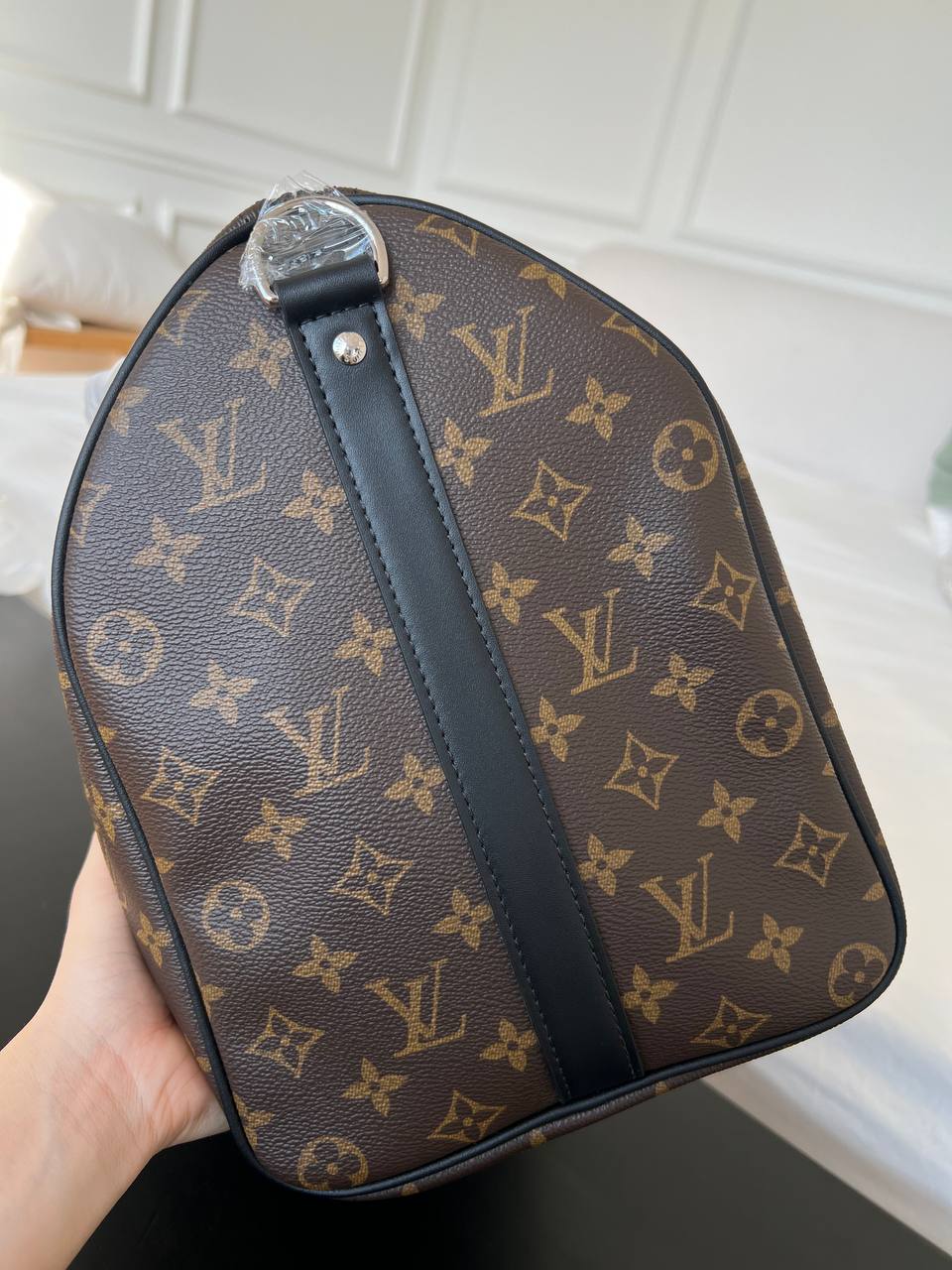 Louis Vuitton Keepall Bandoulière Monogram Macassar Travel Bag