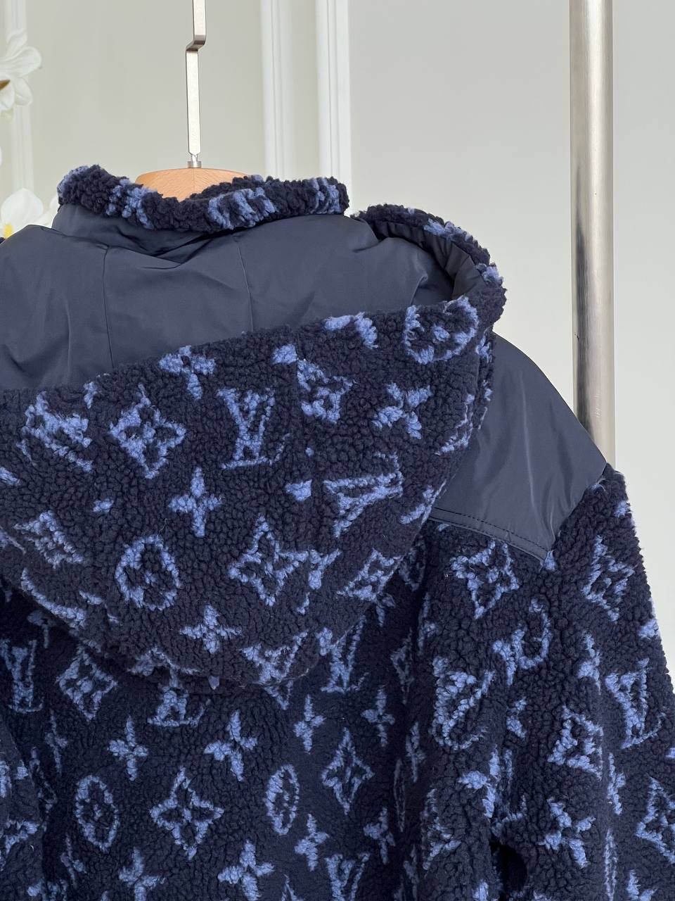 Louis Vuitton Navy Monogram Printed Fleece Hooded Jacket