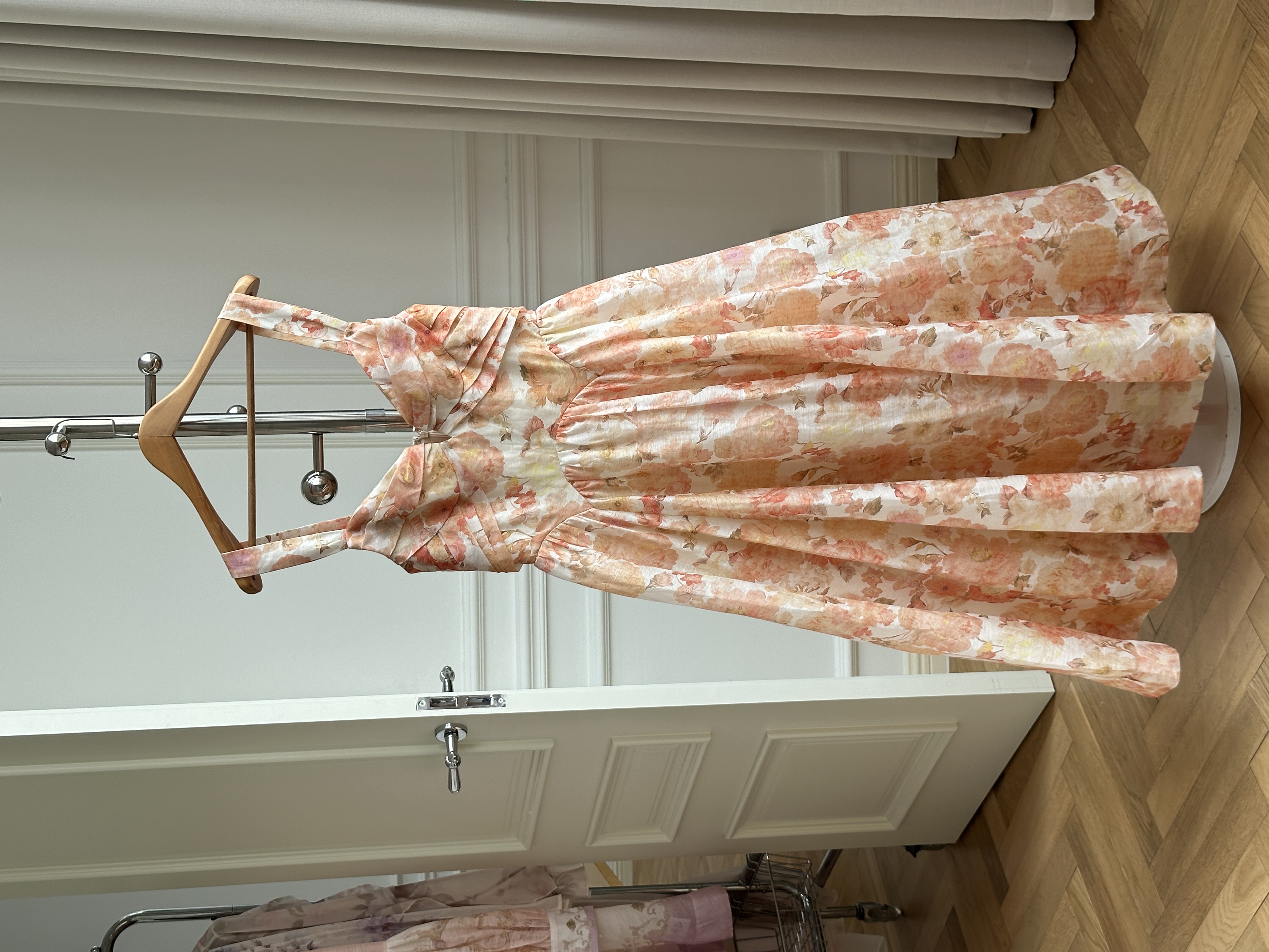 French Oil Painting Floral Waisted Cami Maxi Dress
