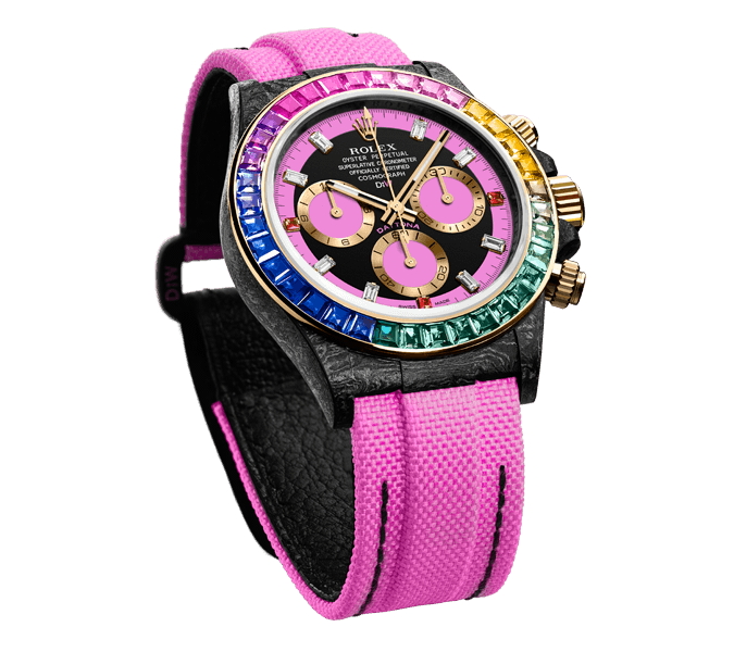 ROLEX Diw Daytona carbon rainbow pink 40mm carbon【1:1 Replica】