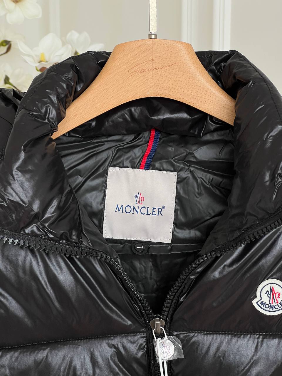 Moncler Black Shiny Nylon Detachable Hood Down Gilet Vest