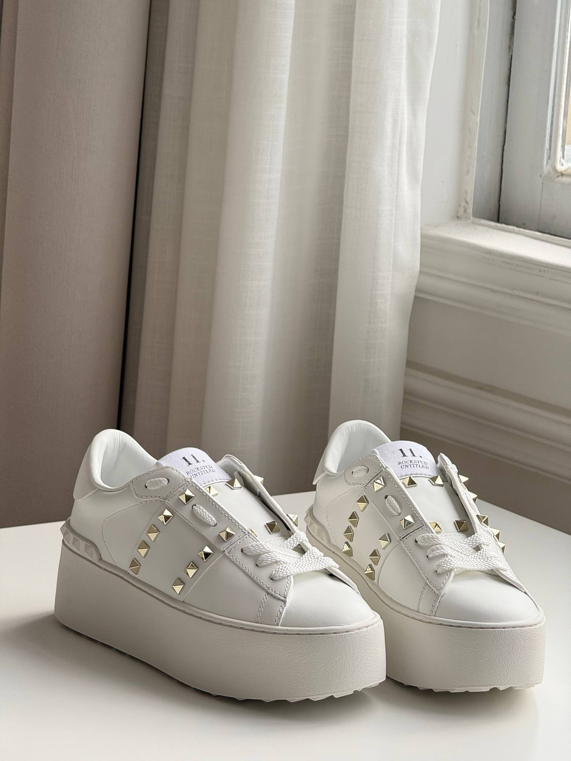 Valentino Rockstud Spike Platform Leather Sneakers