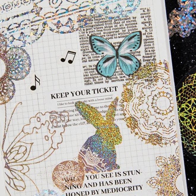 1041 Laser Sticker Pack Silver Seaflower Series