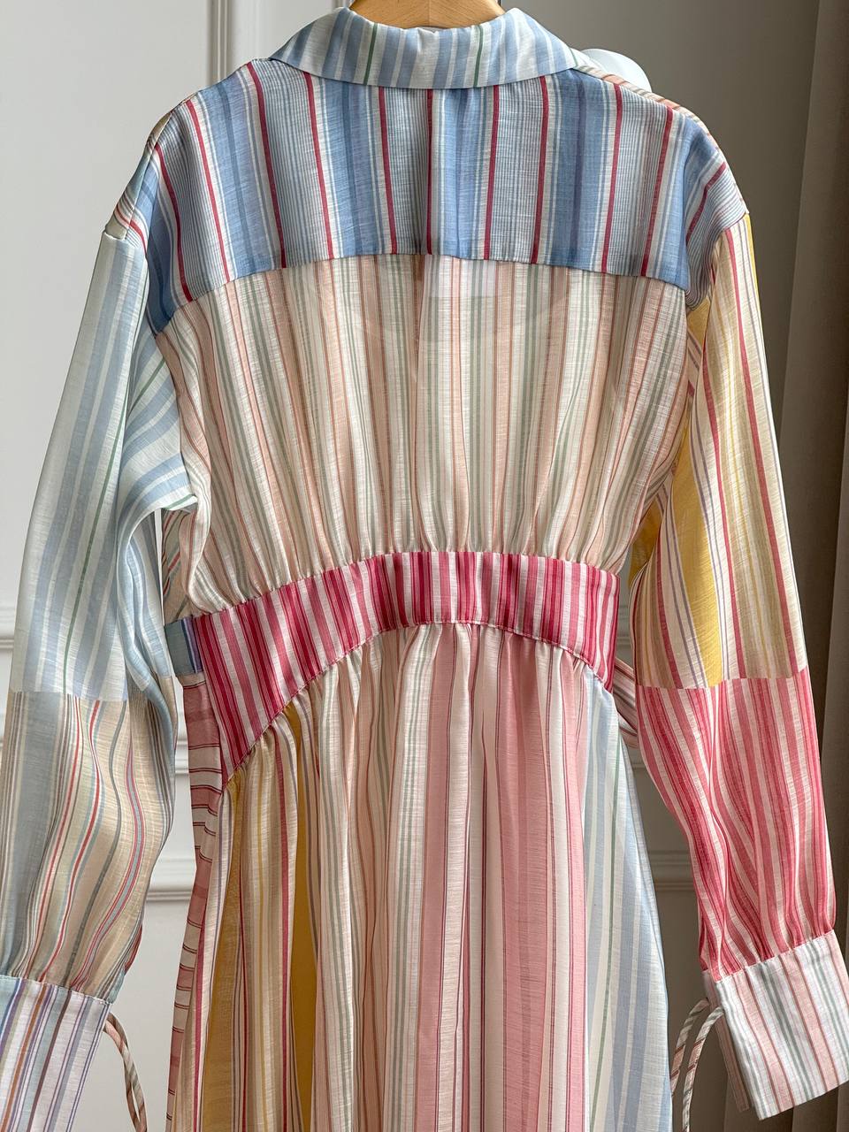 ZIMMERMANN Rebellion Striped Wrap Midi Shirt Dress