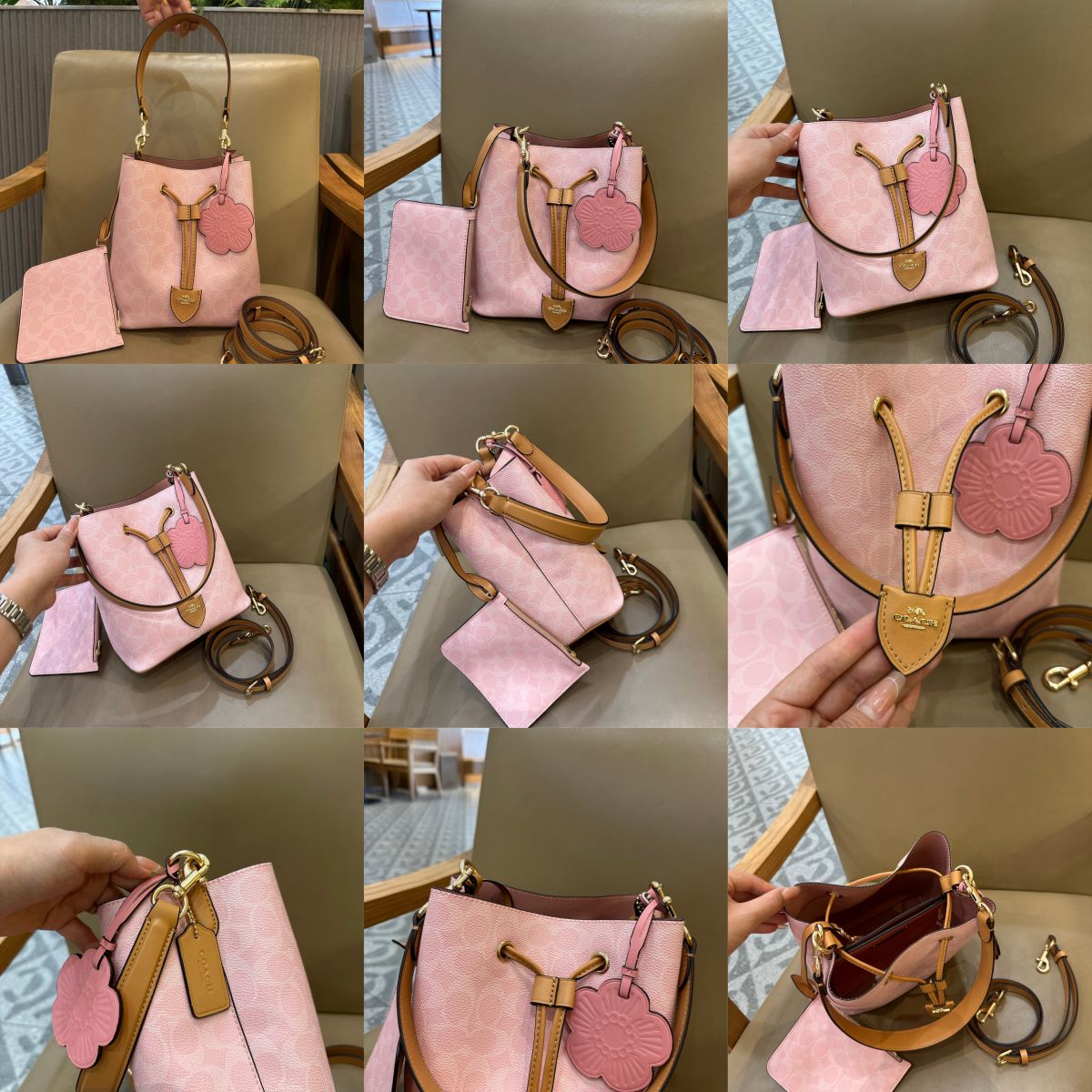 Women Handbag CEL14 CDY21 CBH06 CBH07 CDA92 CEA23 ROWAN BUCKET BAG IN PRETTY SIGNATURE CANVAS