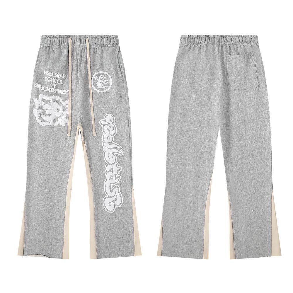 Grey puff printing popular flared pant