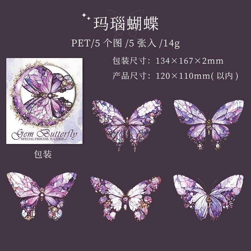 1104 PET Stickers Jewel Butterfly Series