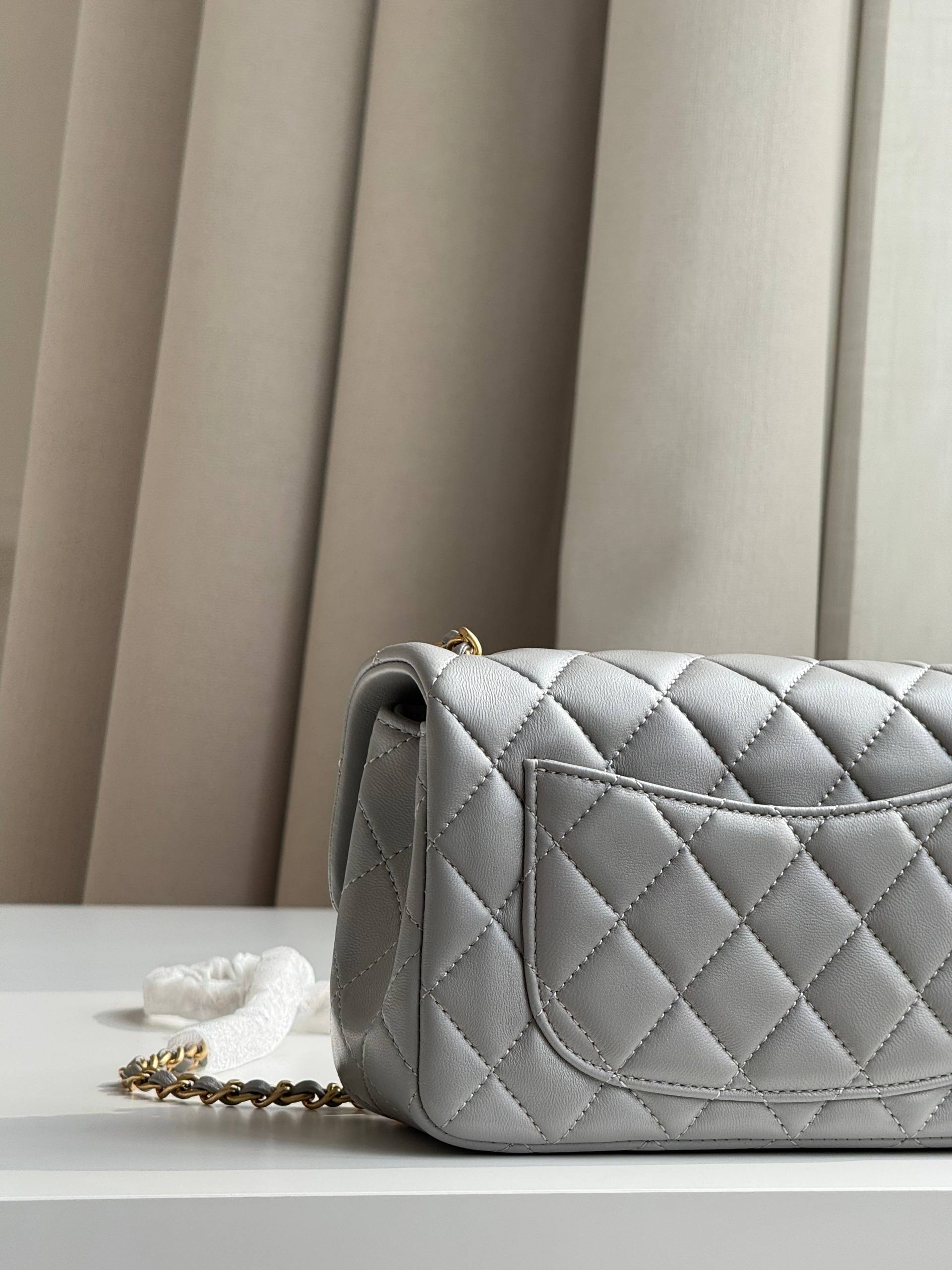Chanel Classic Flap Mini Square Bag with Gold Ball Adjustment Buckle