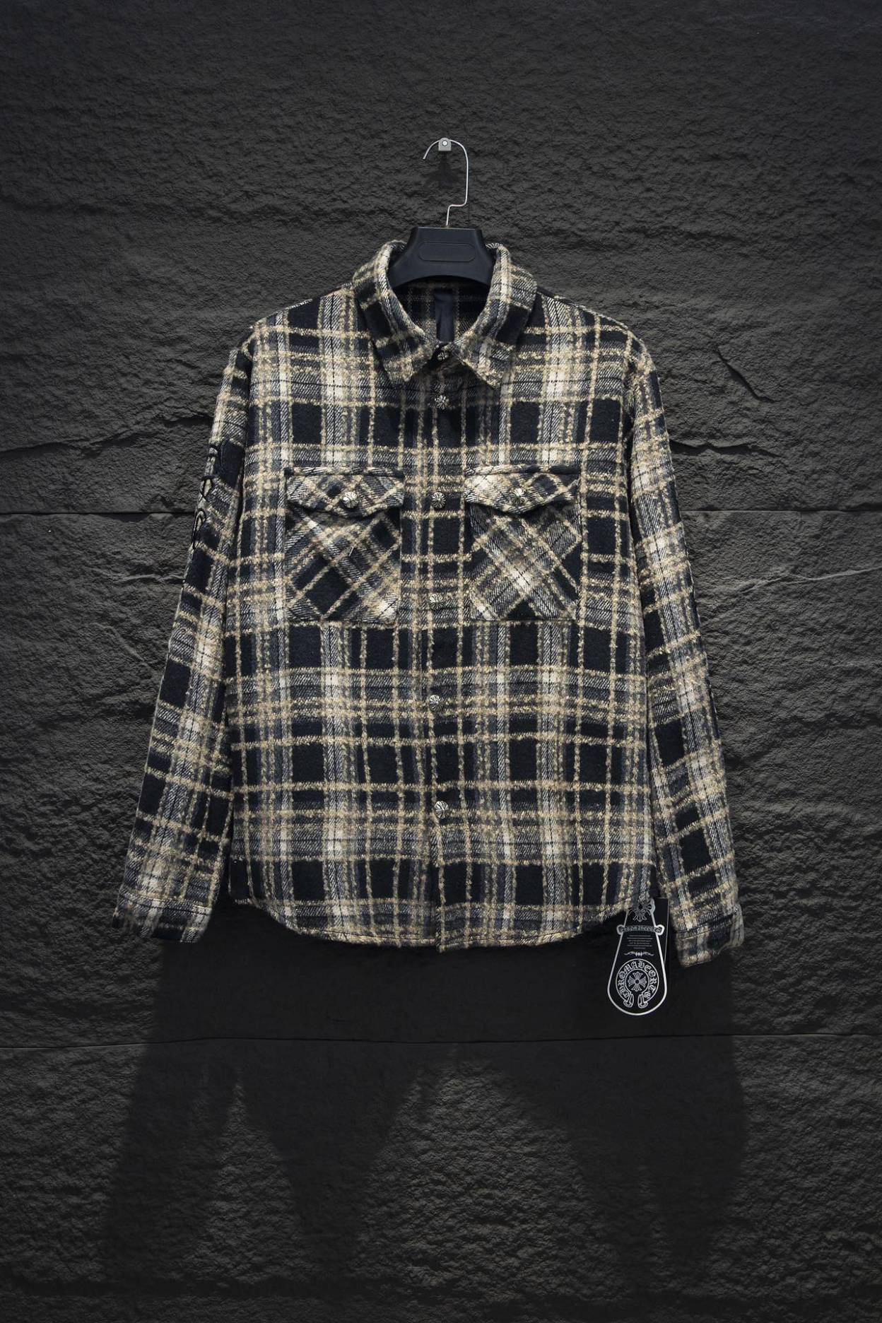 Chrome Heart Checker Shirt Jacket Leather Cross