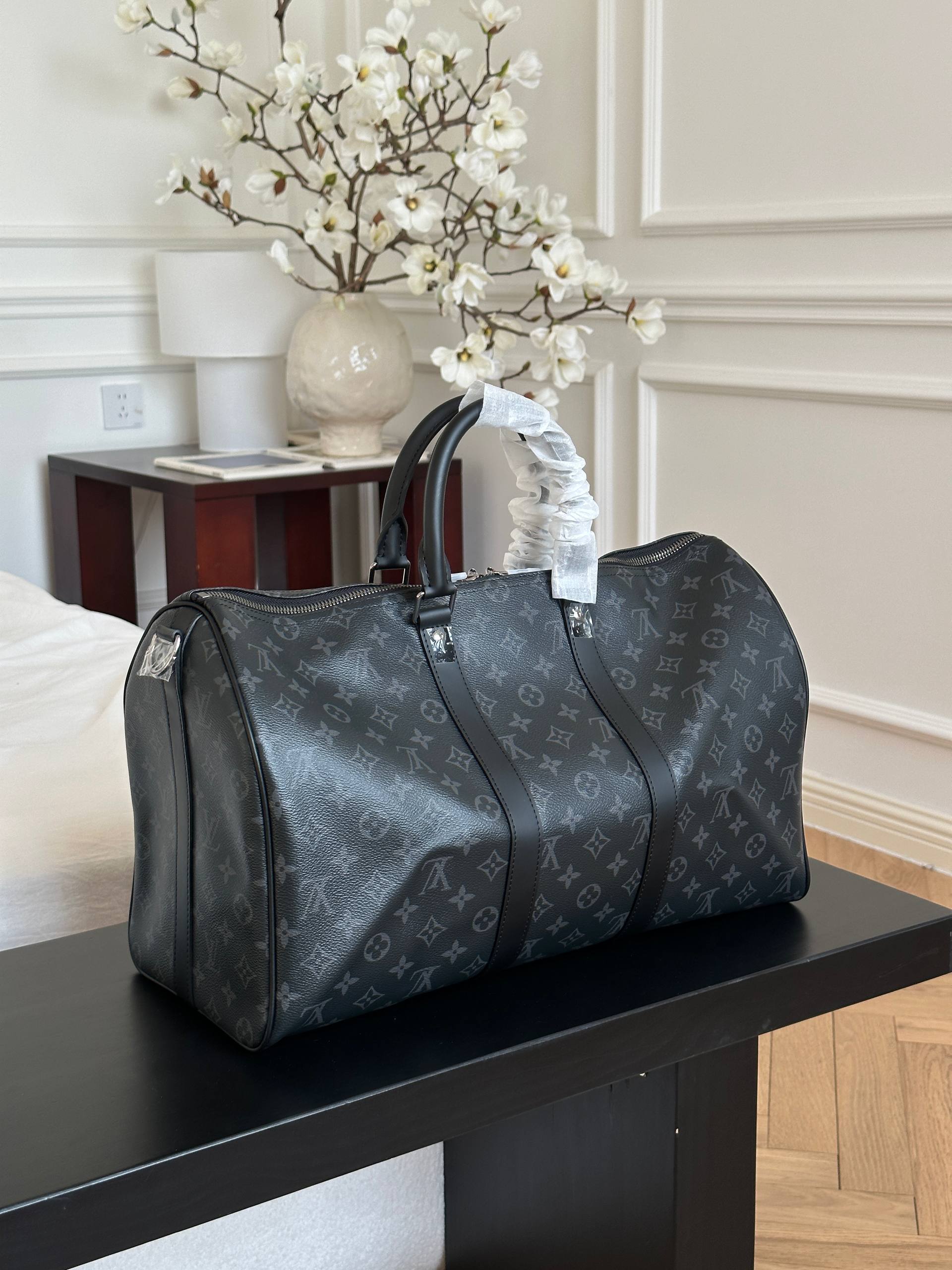 Louis Vuitton Monogram Eclipse Keepall Duffle Travel Bag