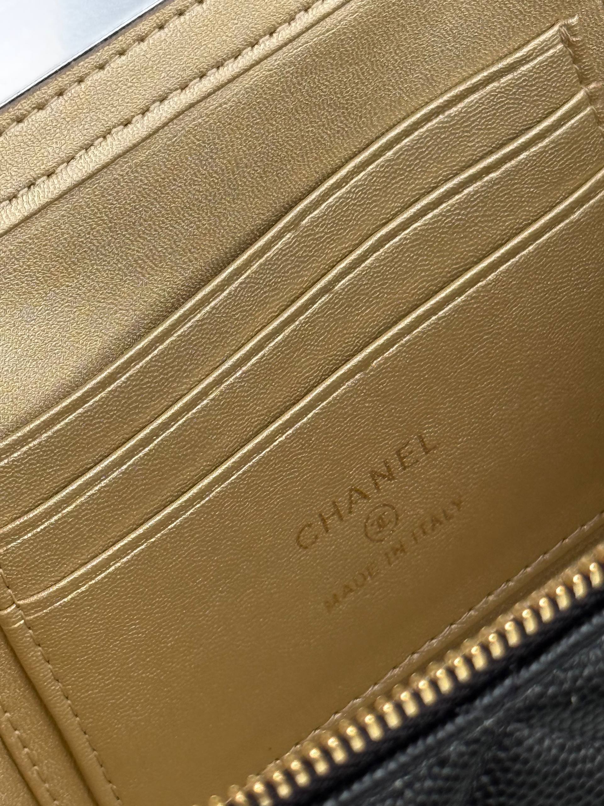 Chanel Quilted Caviar Leather Vanity Case Chain Crossbody Bag