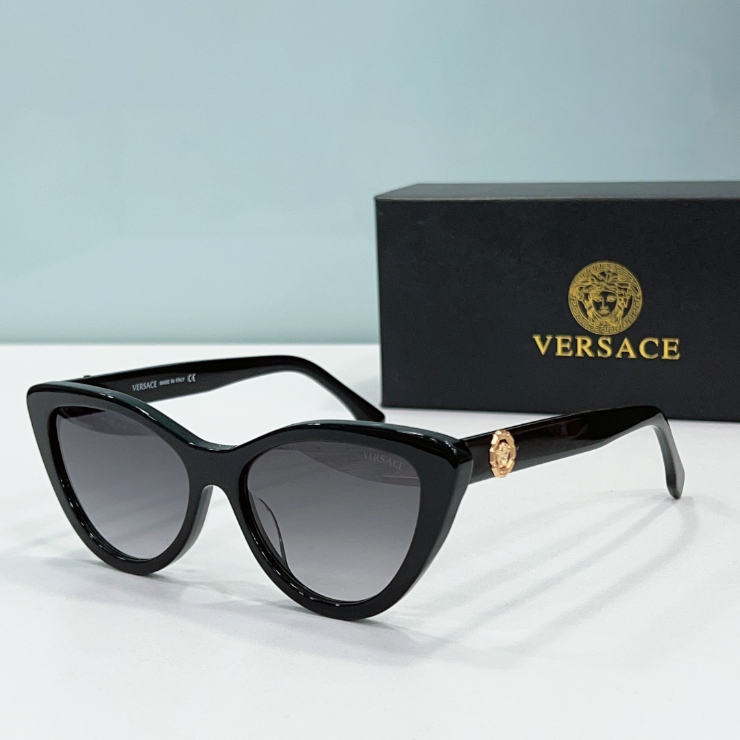 Versace  Mirror leg Logo Cat-eye Sunglasses Top Quality