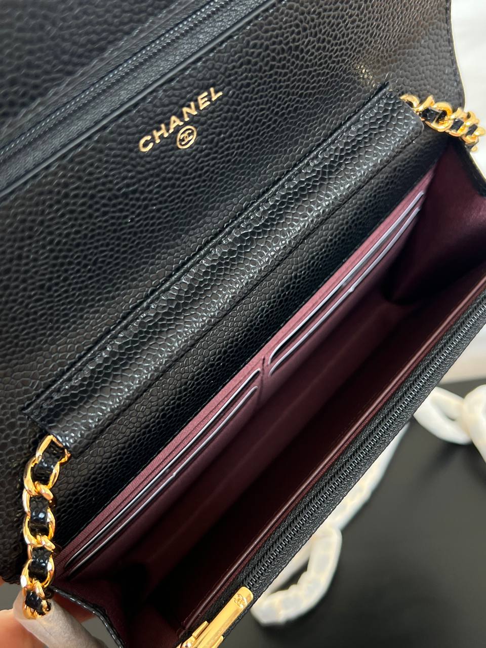 CHANEL Classic Quilted Caviar Leather Wallet On Chain (WOC)