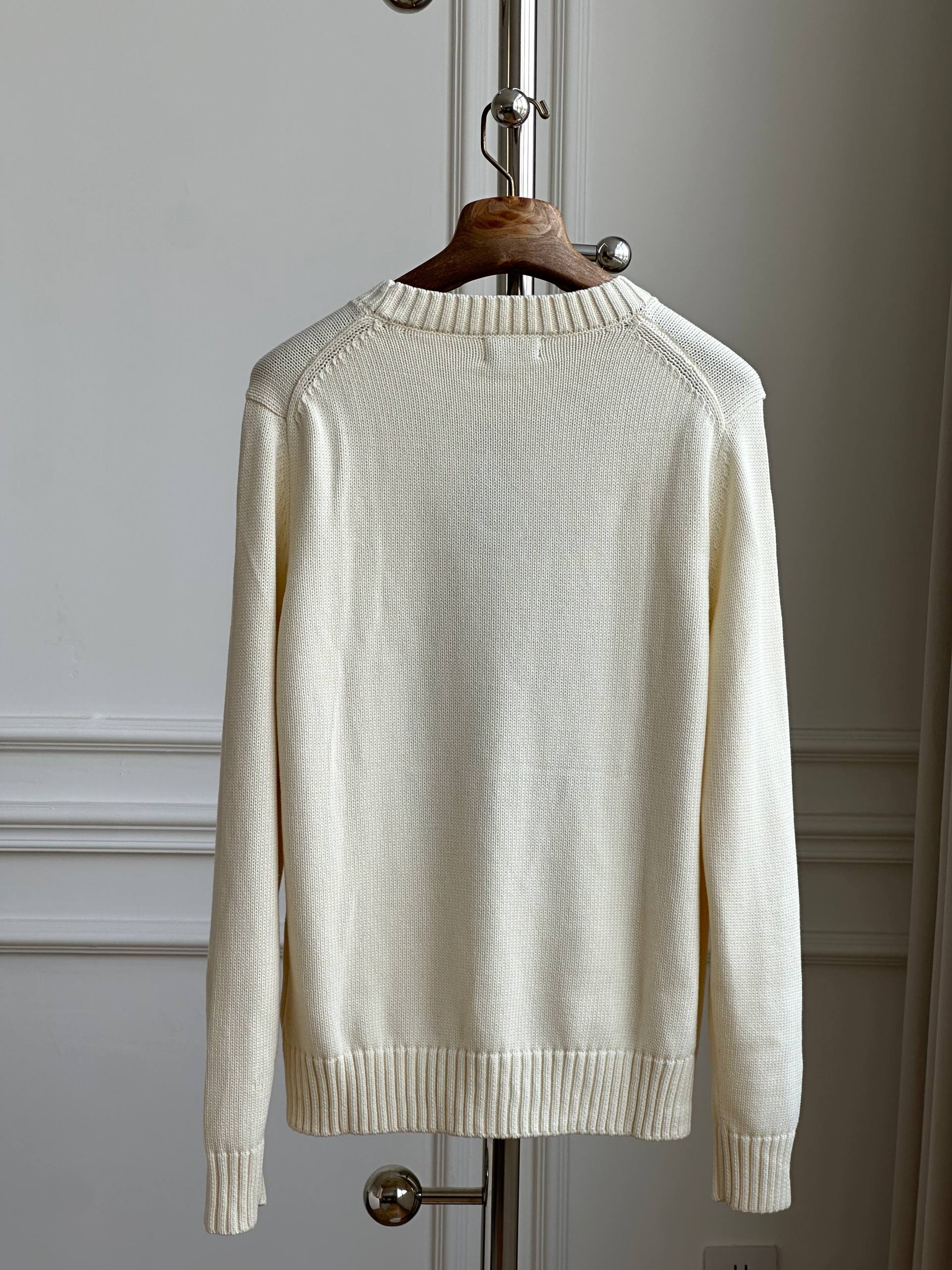 Ralph Lauren Cream White Polo Bear Sweater