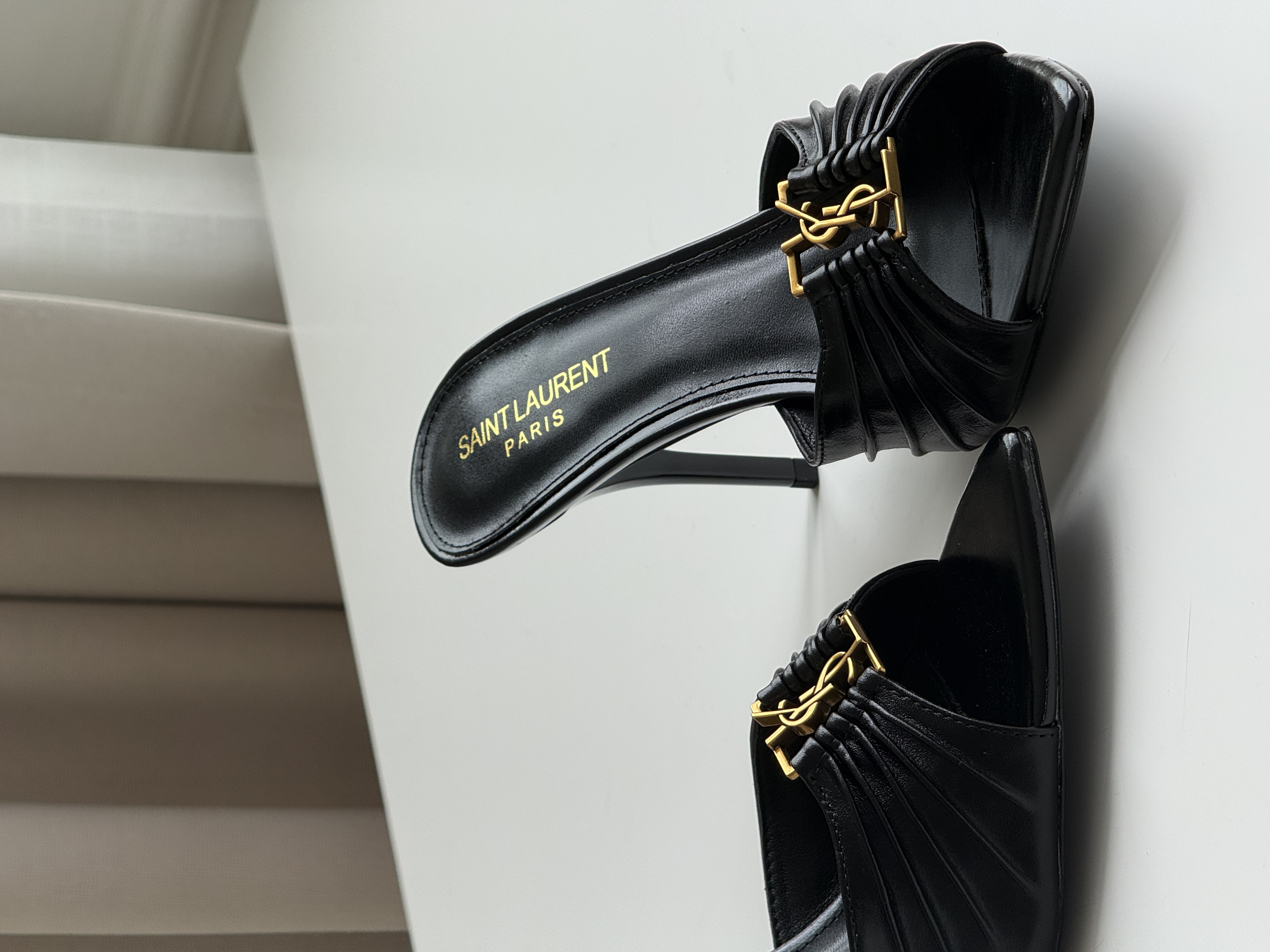 YSL Cassandre Logo Heeled Mules