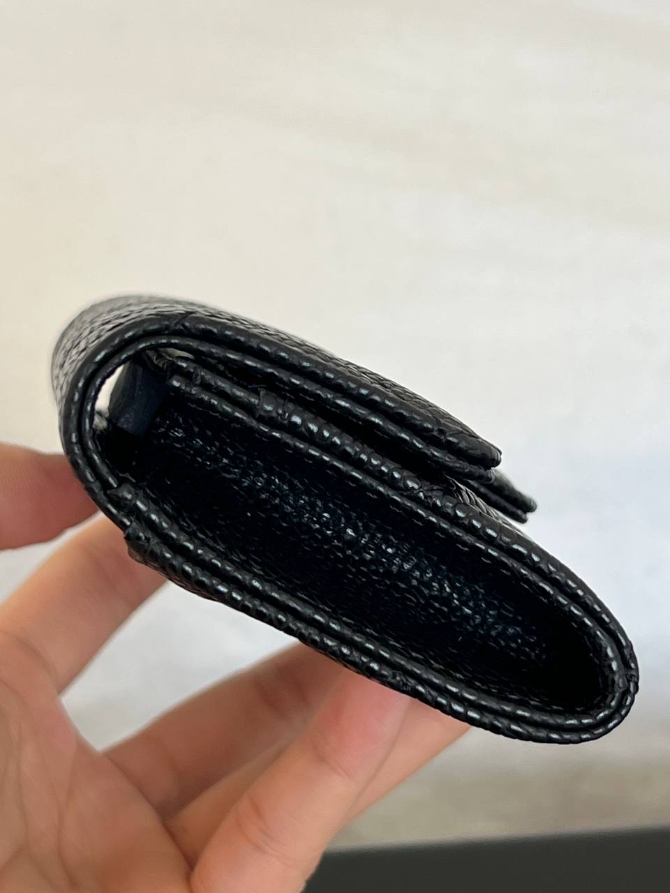 Chanel Black Caviar Leather Quilted Flap Card Holder With Gold CC Logo