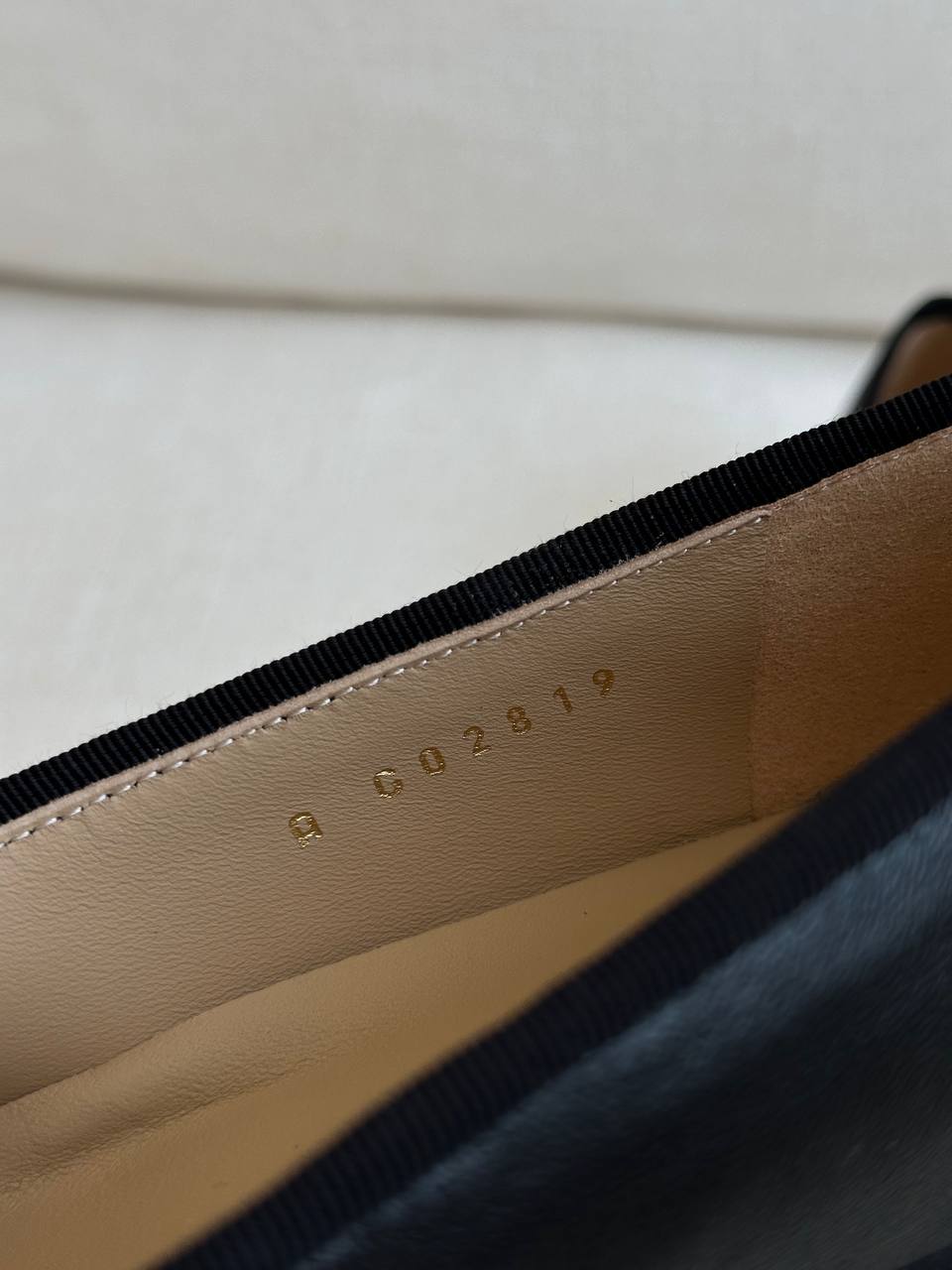 CHANEL Black Leather Patent Toe Bow CC Logo Flat Ballet Shoes