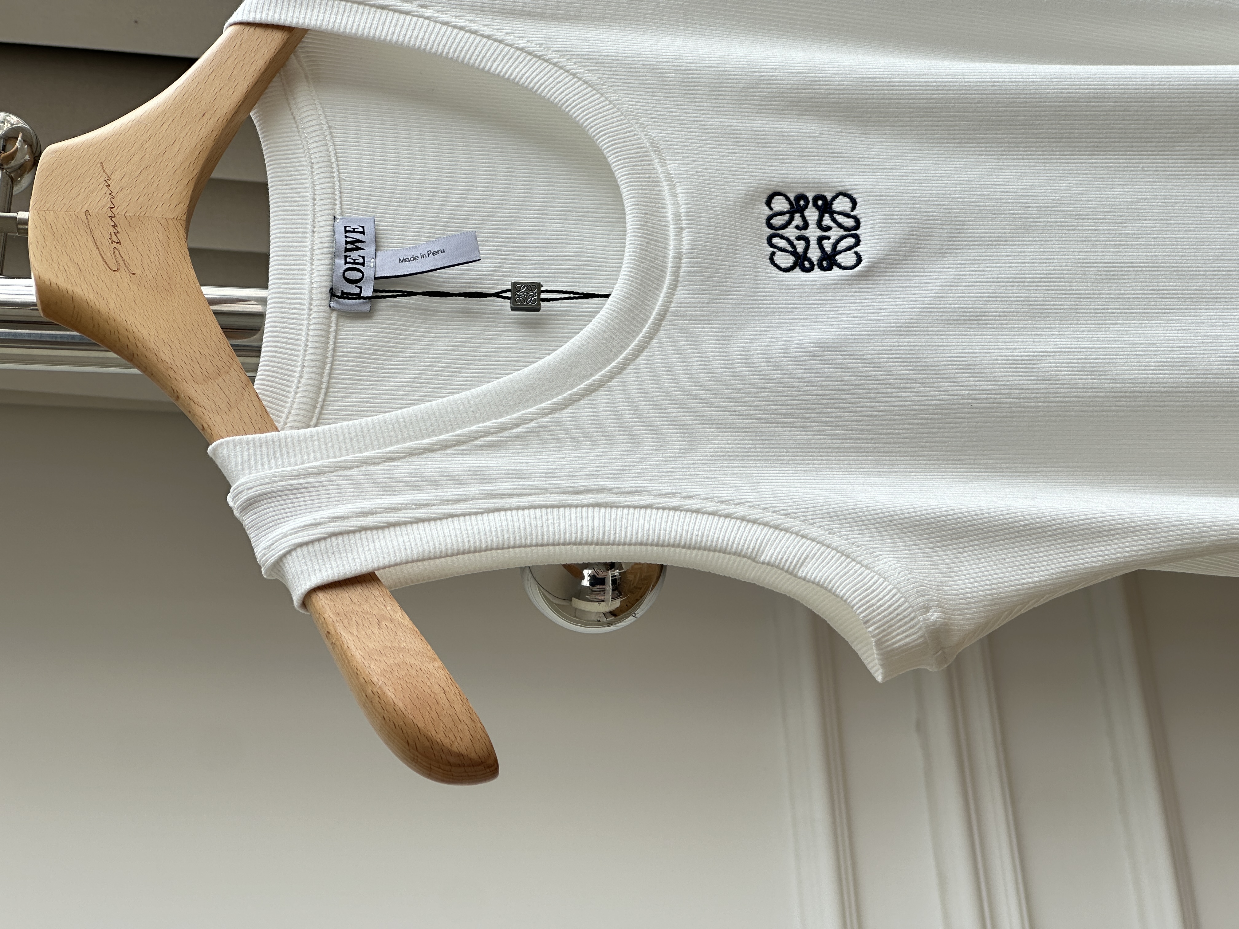LOEWE Anagram Embroidered Ribbed Tank Top