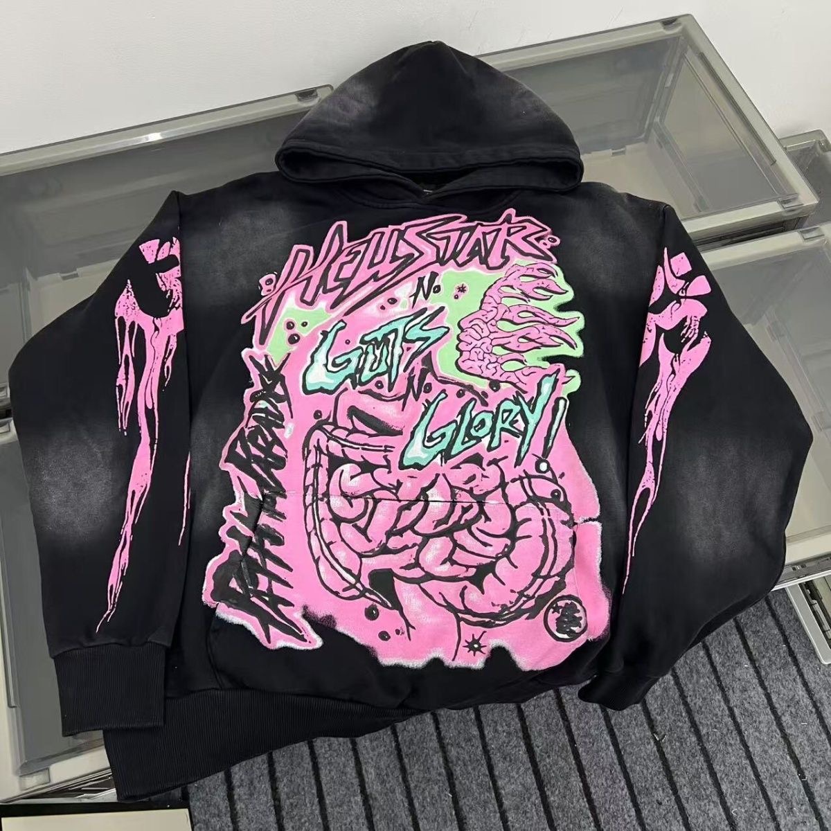 HELLSTAR High Quality Hell Star Graffiti Cotton Retro Loose Hoodie