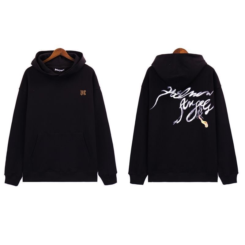 Back Smoke Letters Logo Hoodie Black