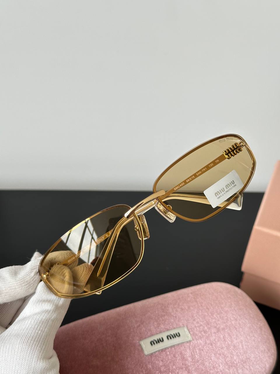 Miu Miu SMU A50 Rectangular Metal Sunglasses