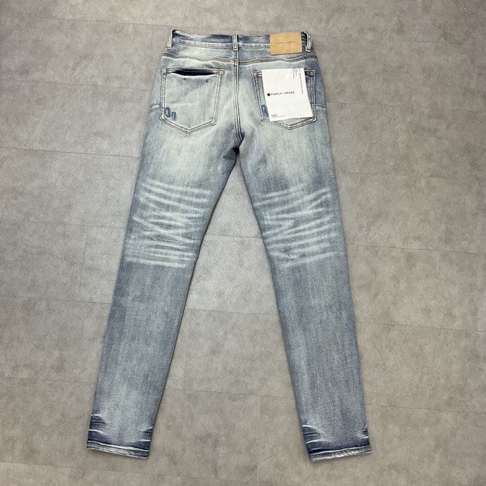 Purple Brand Left Hole Jeans Blue