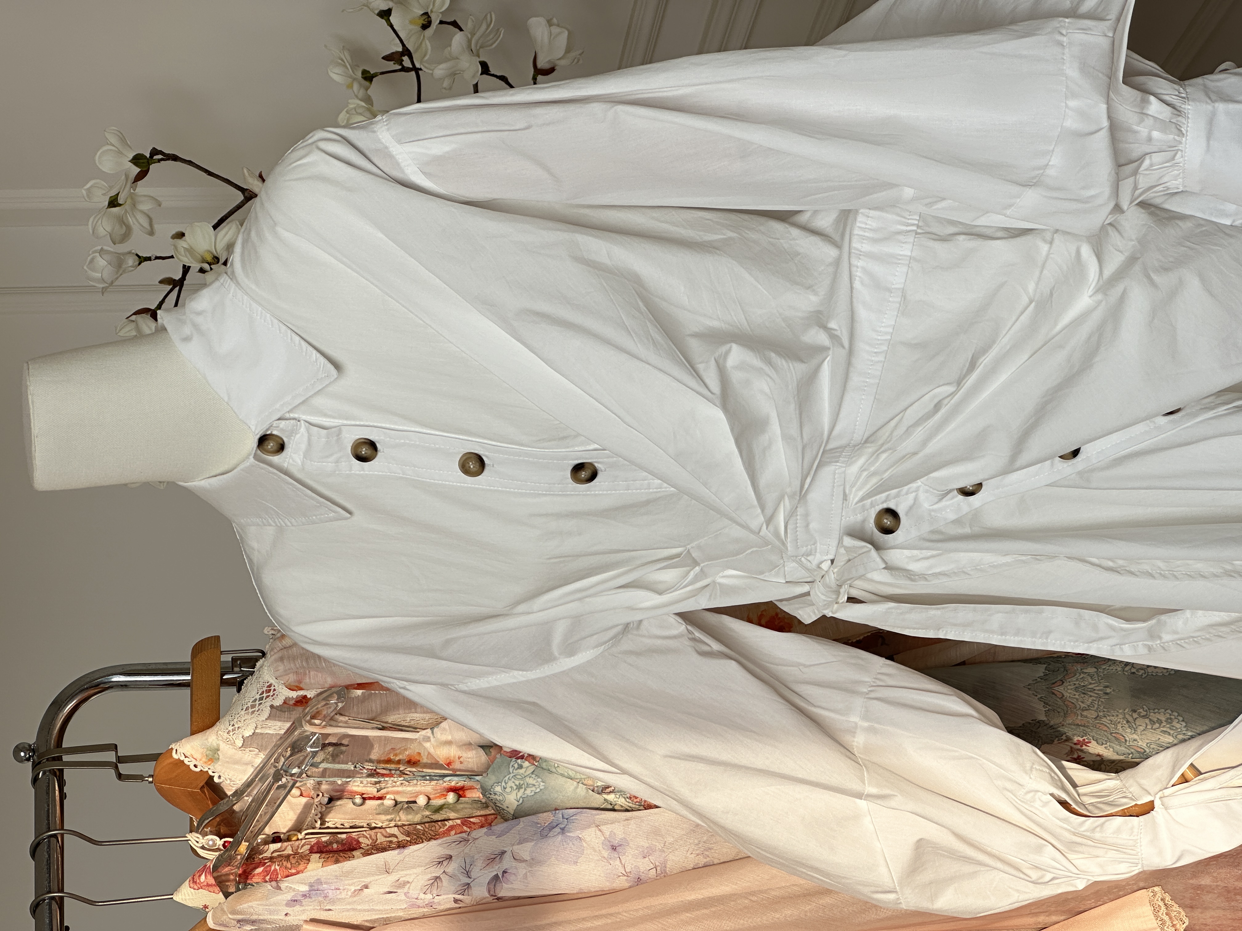 Lapel Wrap Twist Waist Tie Lantern Sleeve Irregular Hem Shirt Mini Dress