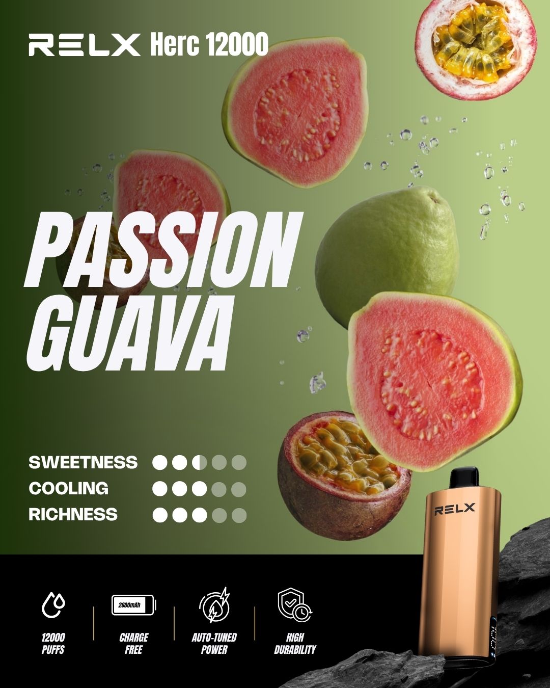 Relx Herc 12000 Puffs-PASSION GUAVA
