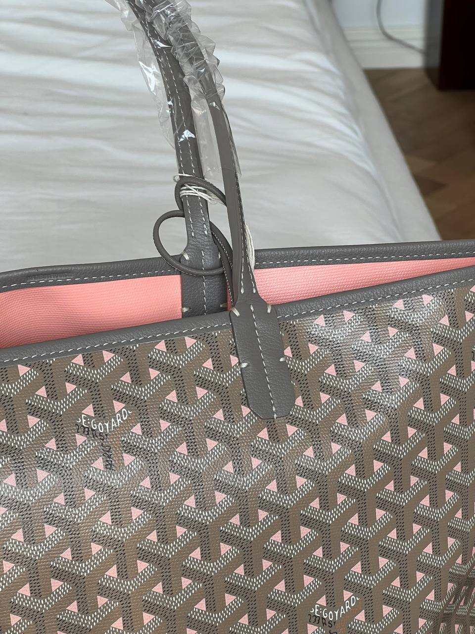 Goyard Grey Pink Print Saint Louis Medium Tote Bag